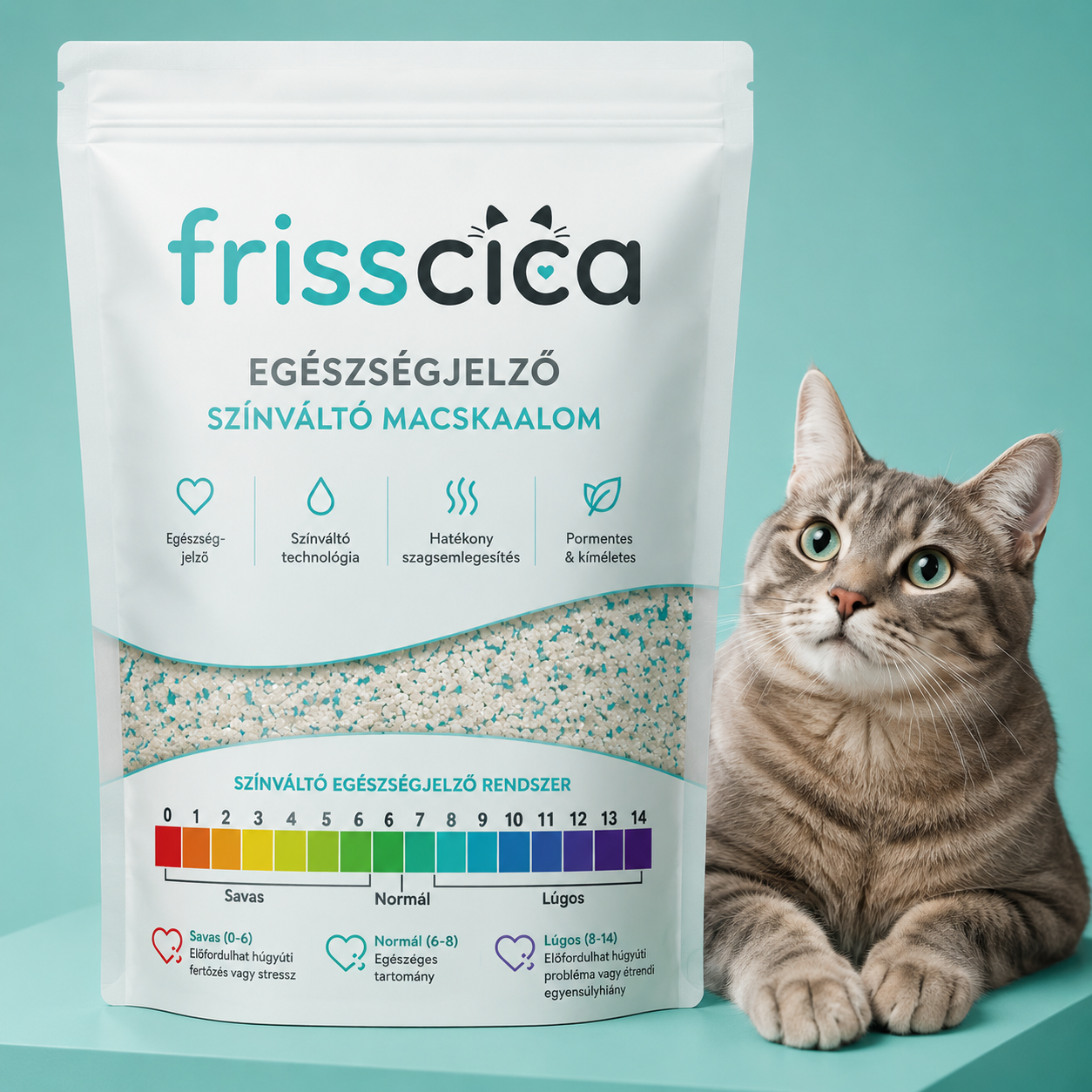 FrissCica Egészségjelző Színváló Macskaalom™